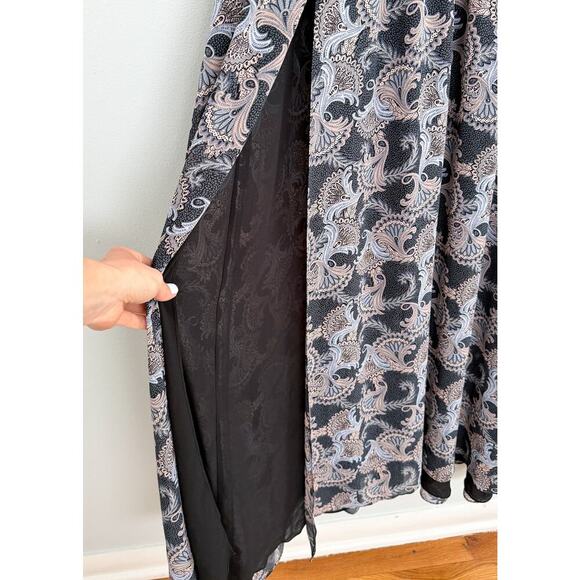 Cinq a Sept Kris Chiffon Dress in Raven Paisley Navy Blue Chiffon Smocked Maxi - Picture 10 of 15